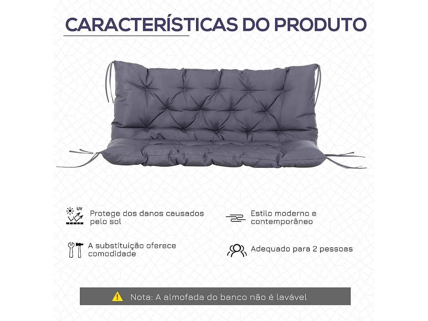 Cojin para banco con respaldo 132x110x10 cm colchon de  outsunny