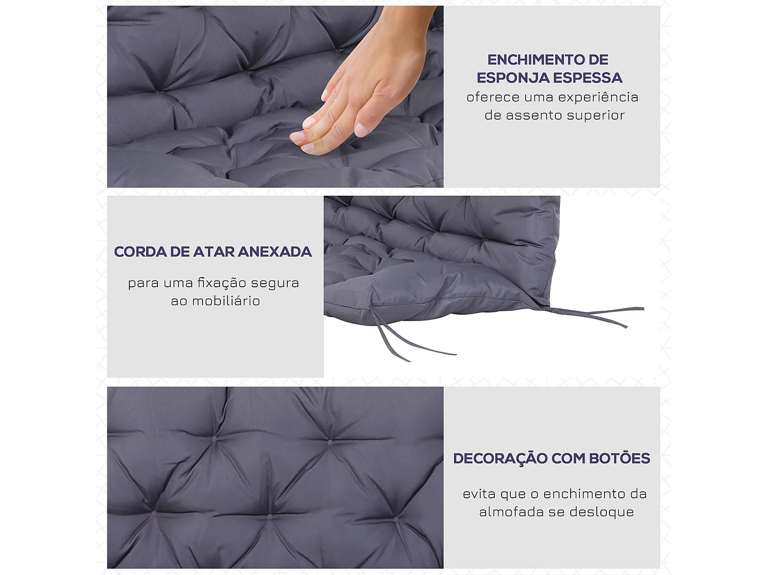 Cojin para banco con respaldo 132x110x10 cm colchon de  outsunny