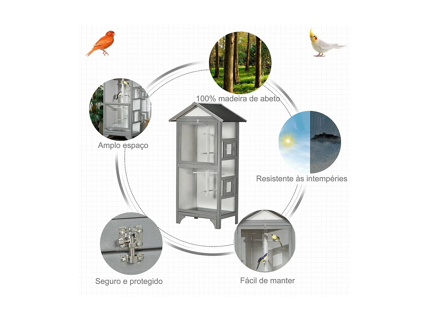 Gaiola para Pássaros PawHut - Conforto e Segurança para Seus Pets