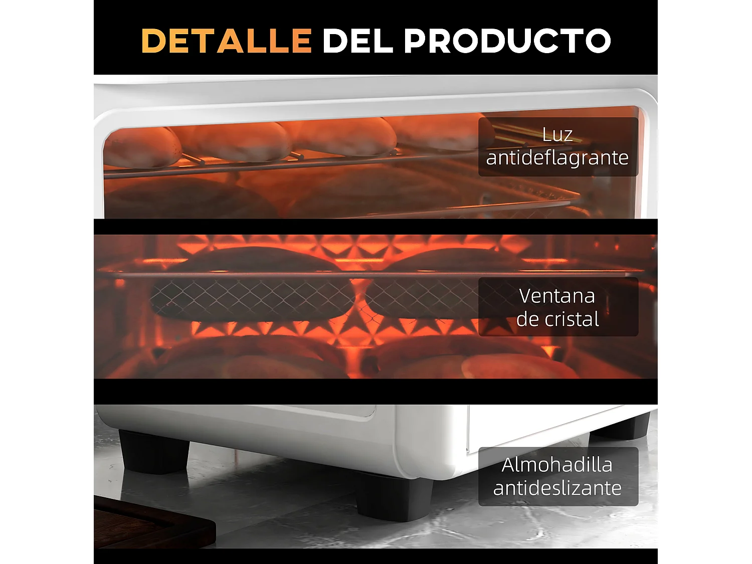 HOMCOM Mini Forno Elétrico Multifuncional 13L 1200W com 12 Modos e Temperatura Ajustável