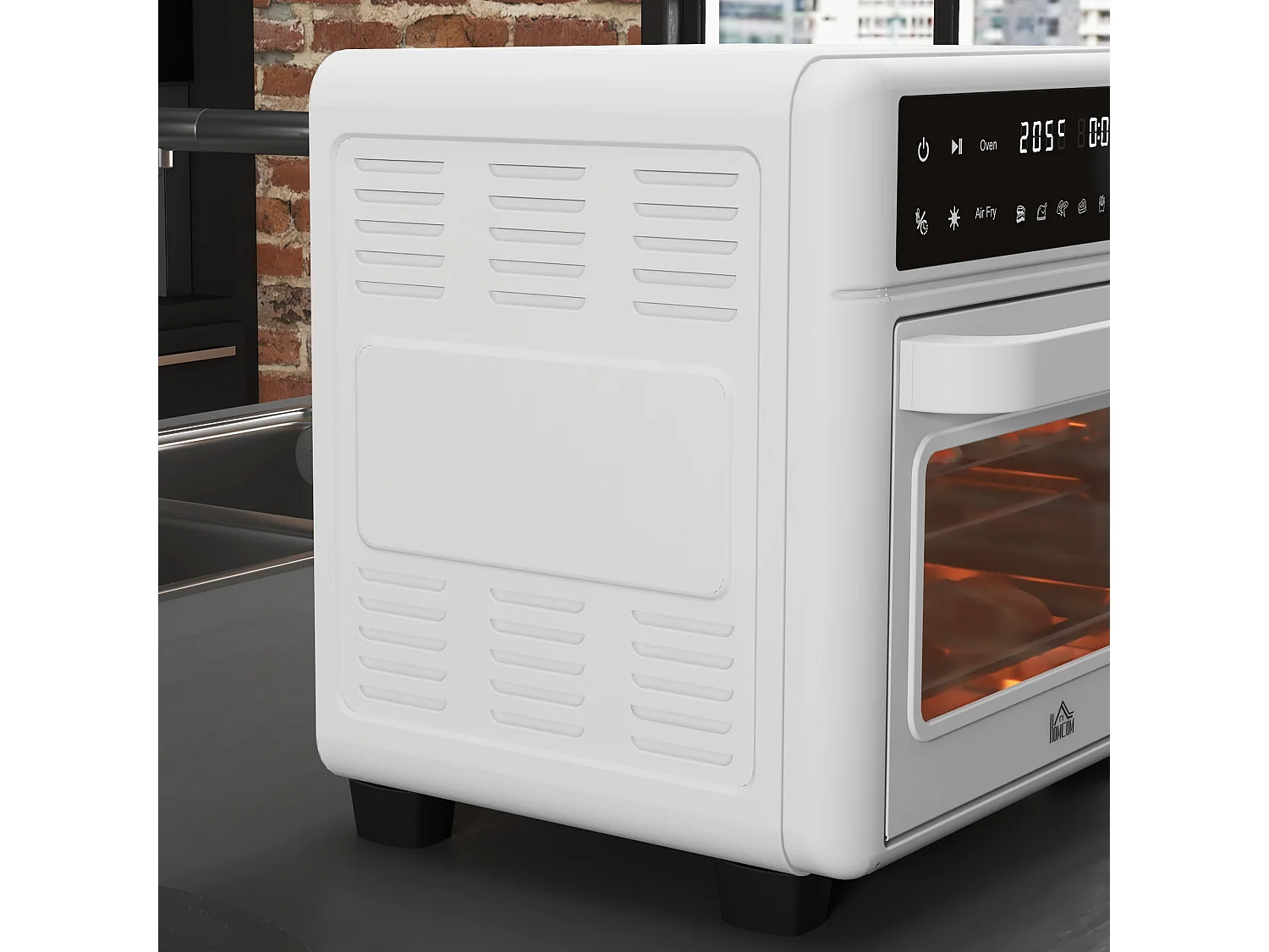 HOMCOM Mini Forno Elétrico Multifuncional 13L 1200W com 12 Modos e Temperatura Ajustável