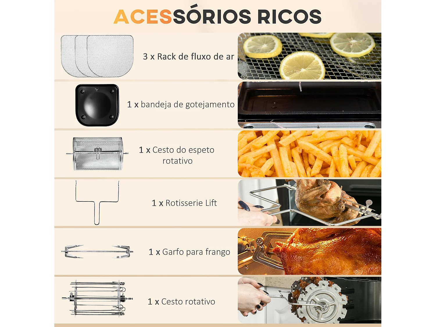 Freidora de aire Homcom Orión 1800W 8 programas 12L negro