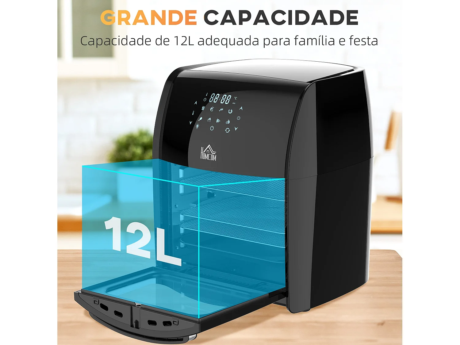 Freidora de aire Homcom Orión 1800W 8 programas 12L negro
