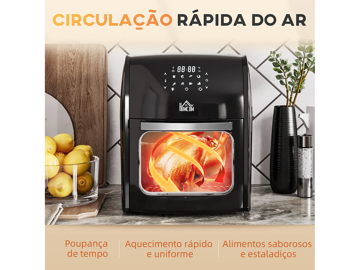 Freidora de aire Homcom Orión 1800W 8 programas 12L negro