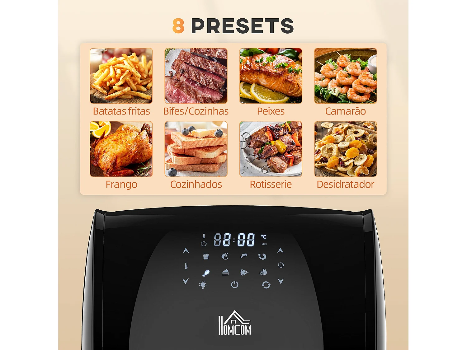 Freidora de aire Homcom Orión 1800W 8 programas 12L negro