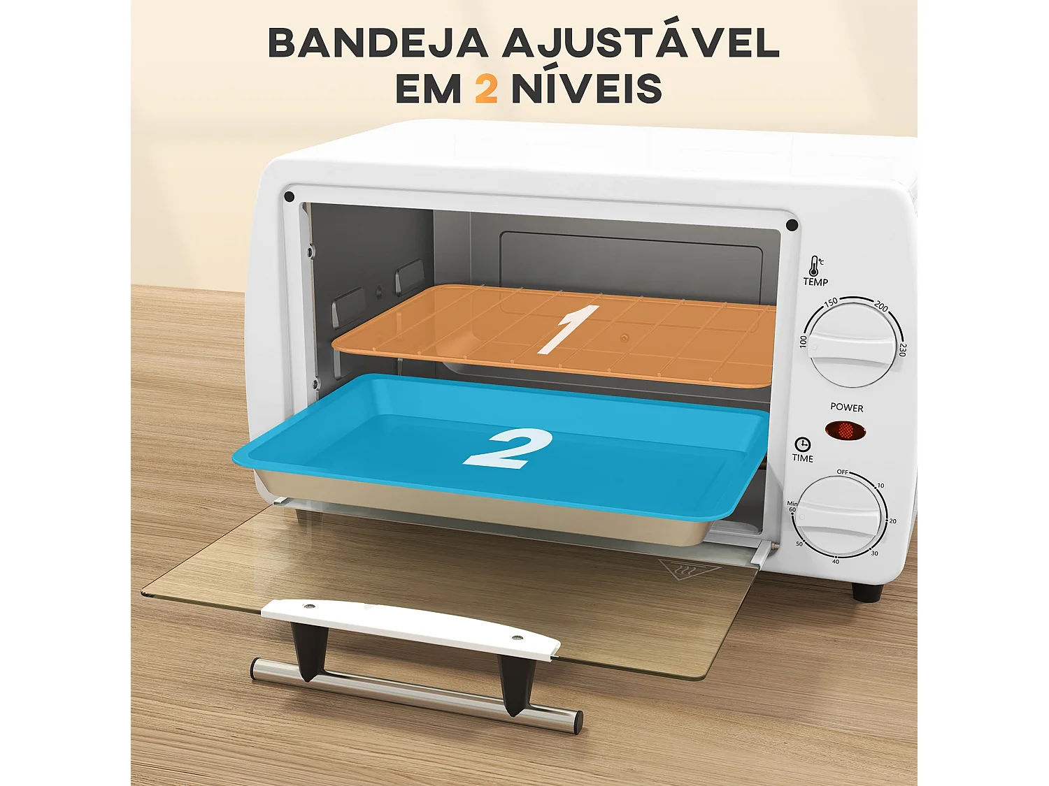 Mini Forno Elétrico HOMCOM 10 Litros 750W - Temperatura até 230°C e Temporizador de 60 Minutos