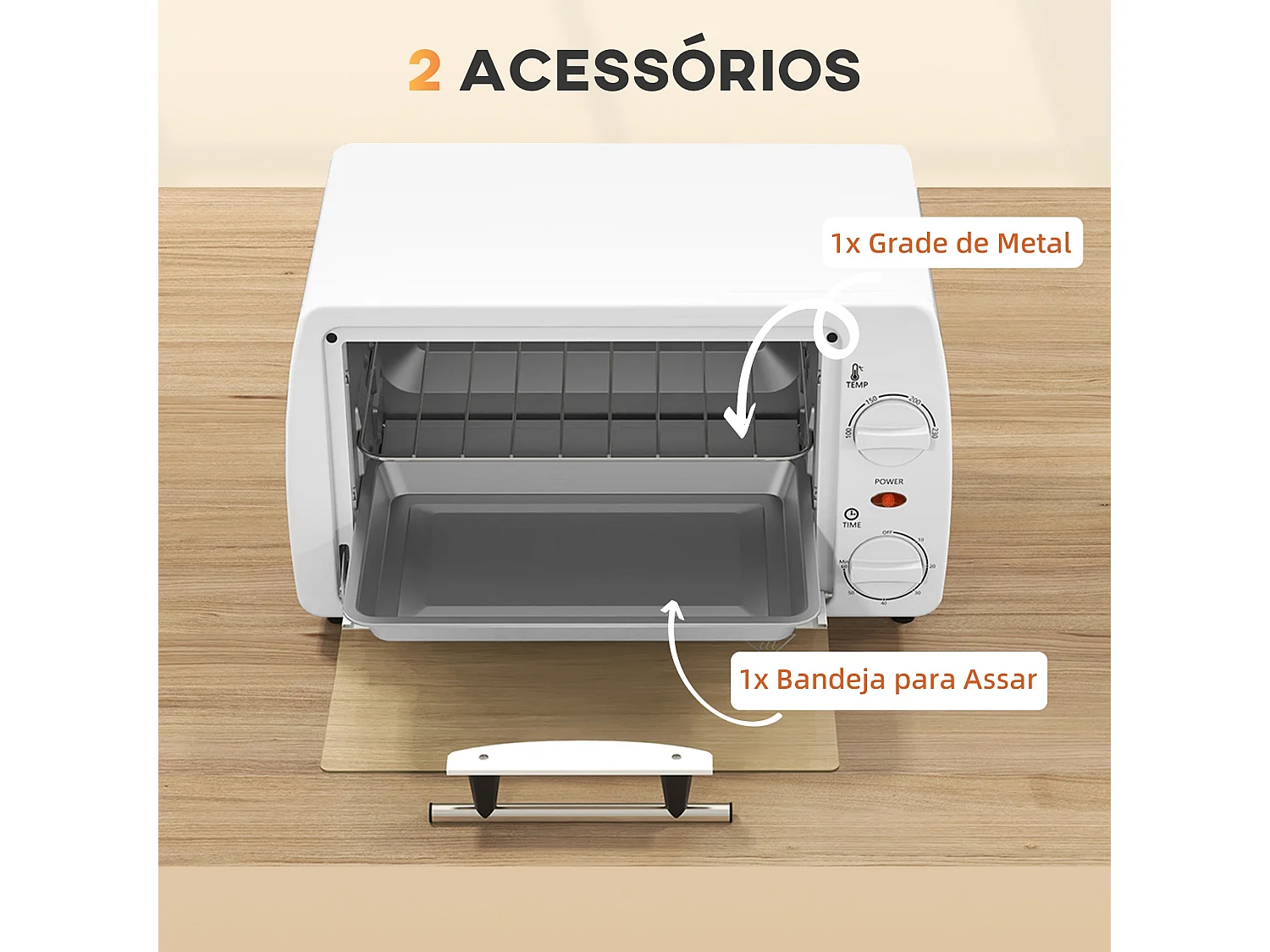 Mini Forno Elétrico HOMCOM 10 Litros 750W - Temperatura até 230°C e Temporizador de 60 Minutos