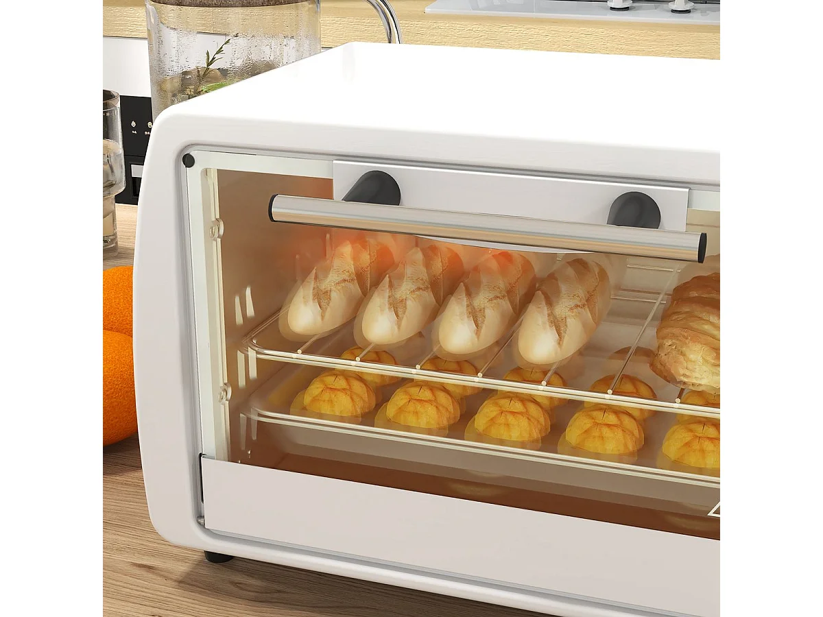 Mini Forno Elétrico HOMCOM 10 Litros 750W - Temperatura até 230°C e Temporizador de 60 Minutos