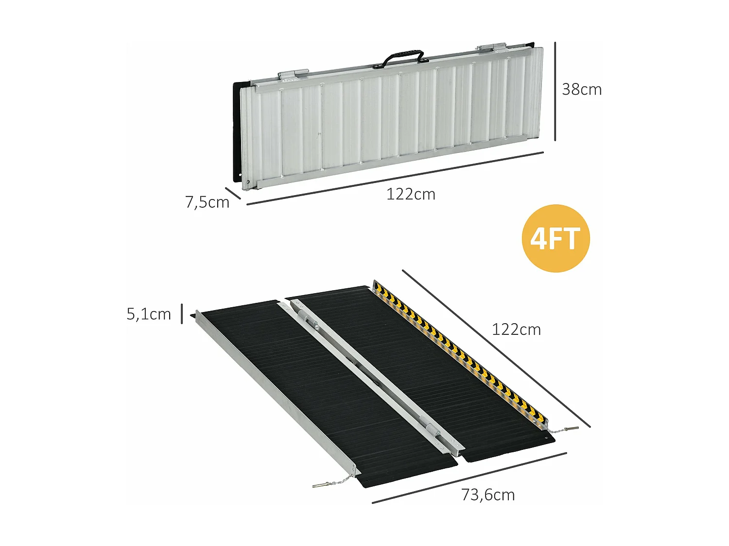 Rampa Dobrável Portátil em Alumínio MobilityPro - 122 cm - Ideal para Acessibilidade