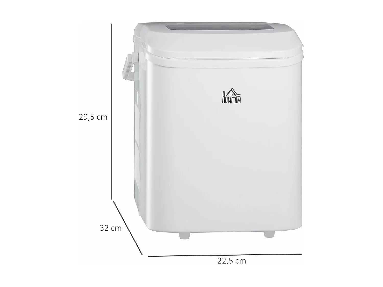 Máquina de Gelo HOMCOM 12 kg/24h - Produz 9 Cubos em 6-12 Minutos, Função Auto-Limpeza, Portátil e Compacta