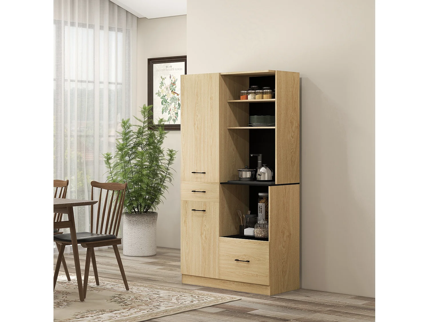 Alacena de cocina roble 90x40x170 cm HOMCOM