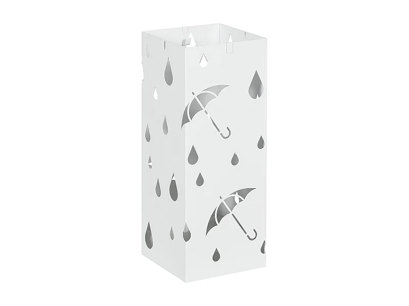 Suporte para Guarda-Chuvas Branco com Bandeja de Gotejamento e 4 Ganchos - HOMCOM