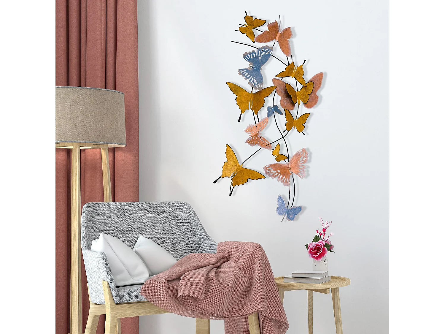 Acessório Decorativo de Parede em Metal - Borboletas Elegantes