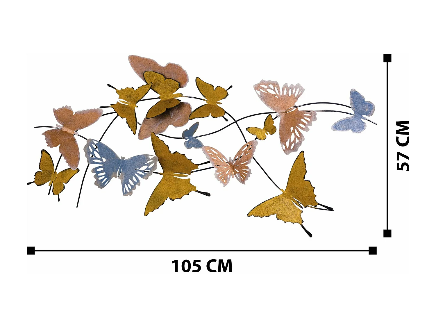 Acessório Decorativo de Parede em Metal - Borboletas Elegantes