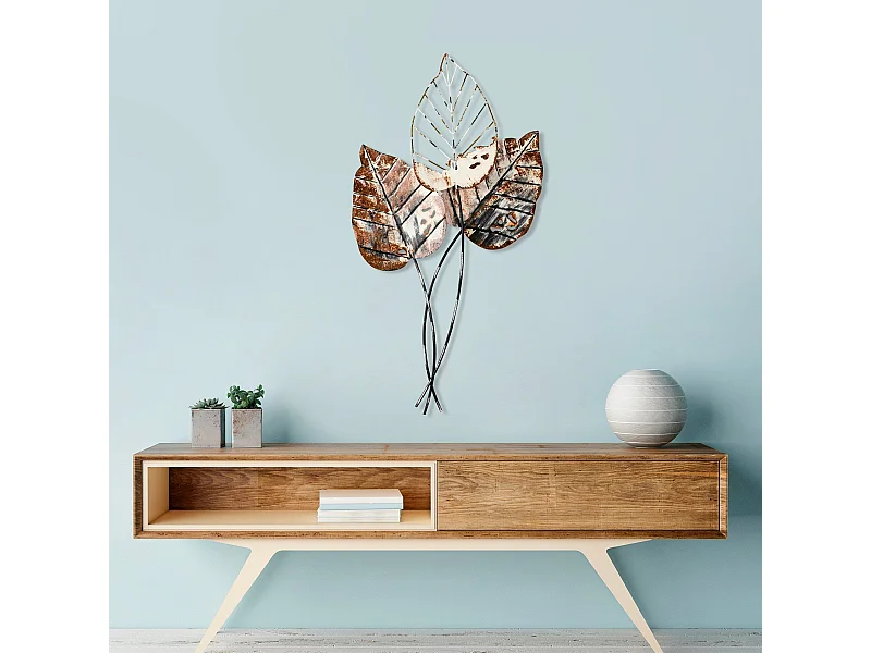 Accesorio decorativo de pared de metal – 45 x 85 cm – Marrón y negro – 100% metal