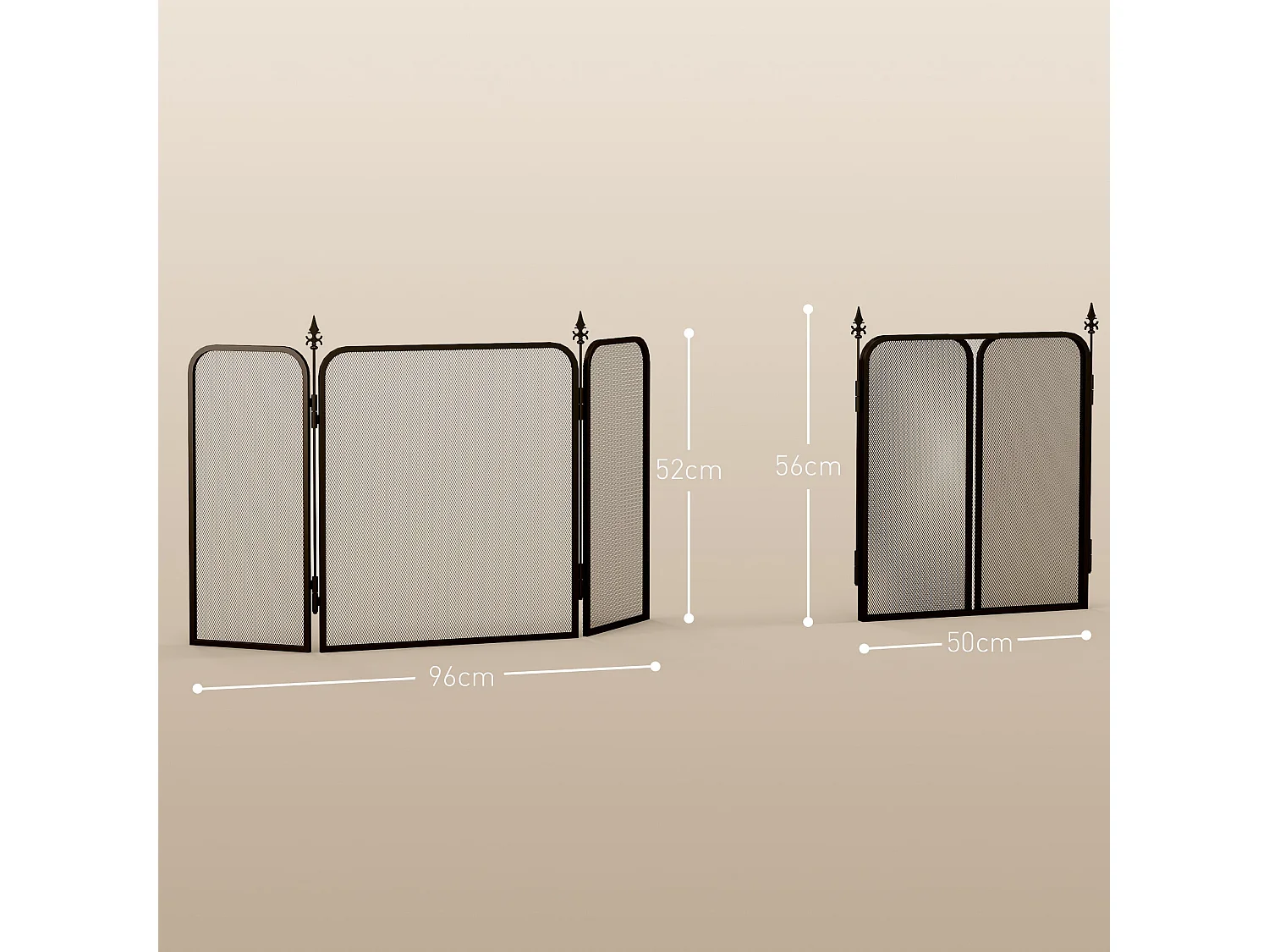 Frente para Lareira HOMCOM: Proteção Dobrável em Metal 96x1,3x56 cm - Elegância e Segurança em Preto