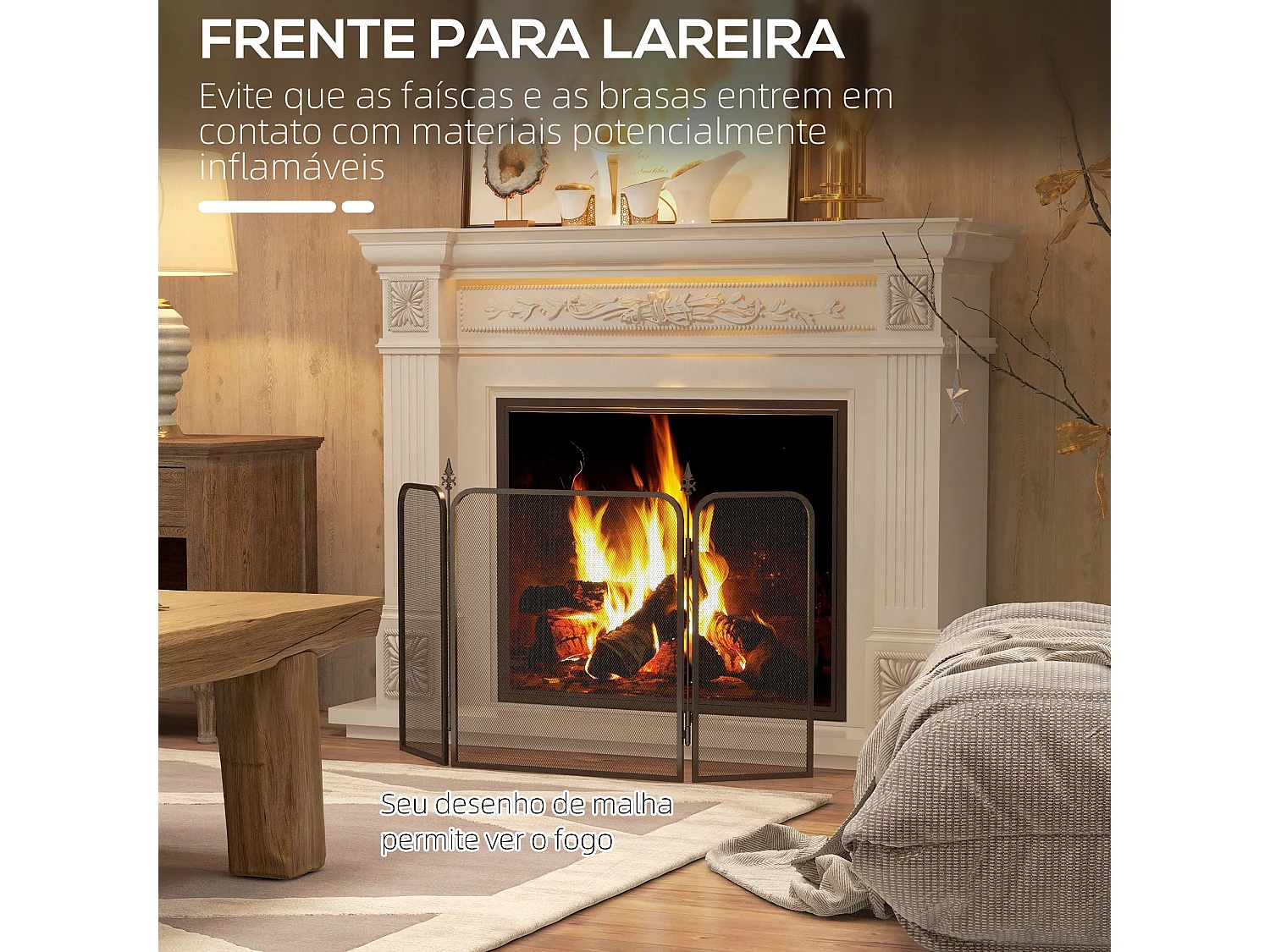 Frente para Lareira HOMCOM: Proteção Dobrável em Metal 96x1,3x56 cm - Elegância e Segurança em Preto