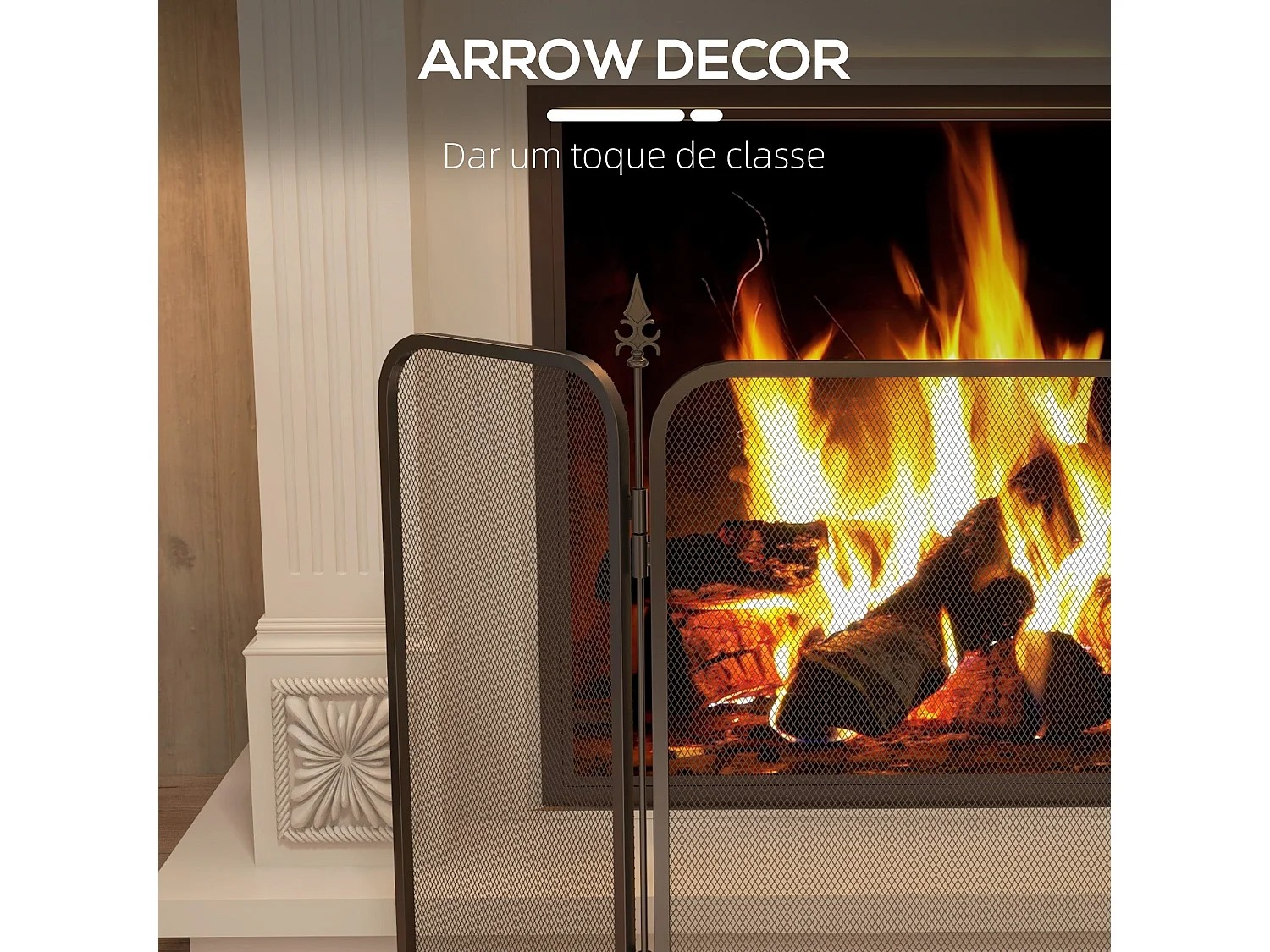 Frente para Lareira HOMCOM: Proteção Dobrável em Metal 96x1,3x56 cm - Elegância e Segurança em Preto