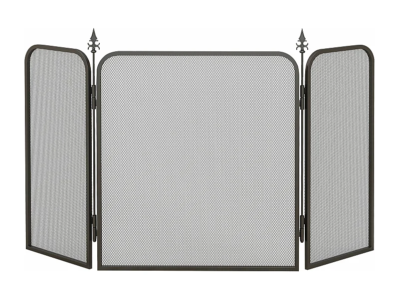 Frente para Lareira HOMCOM: Proteção Dobrável em Metal 96x1,3x56 cm - Elegância e Segurança em Preto