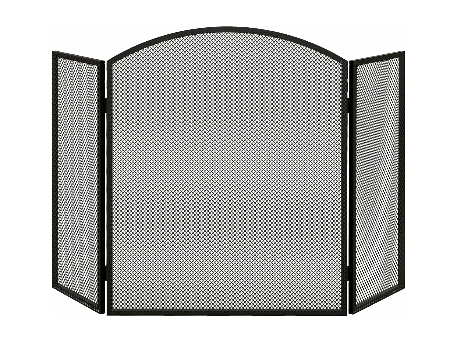 Protetor de Lareira HOMCOM de 3 Painéis em Aço Dobrável 96x62 cm Preto