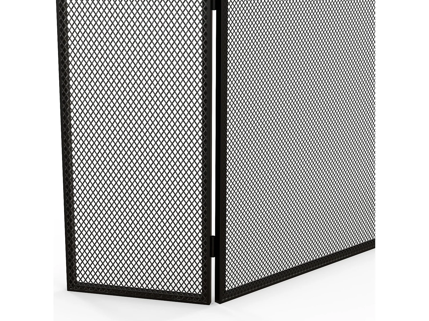 Protetor de Lareira HOMCOM de 3 Painéis em Aço Dobrável 96x62 cm Preto