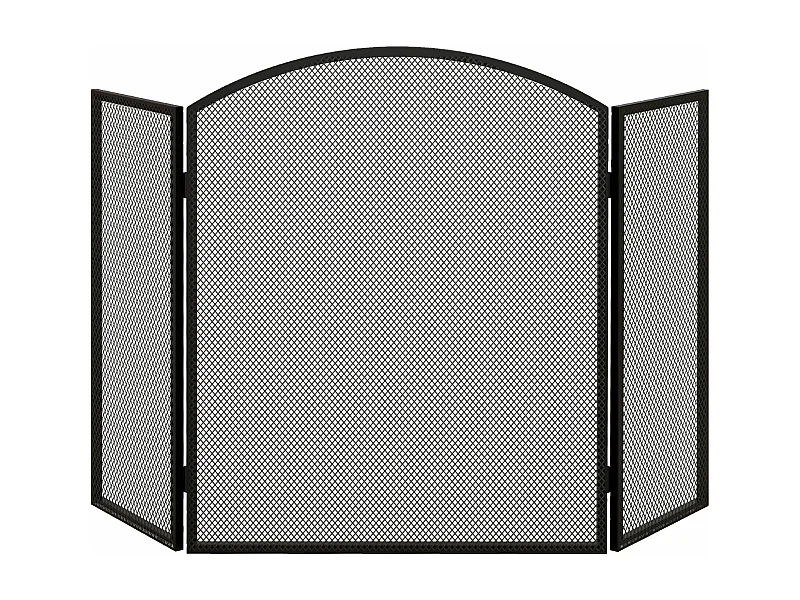 Protetor de Lareira HOMCOM de 3 Painéis em Aço Dobrável 96x62 cm Preto