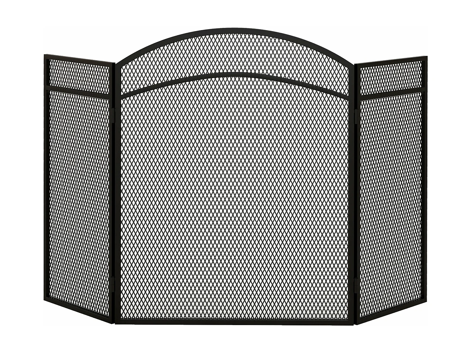 Protetor de Lareira Dobrável HOMCOM de 3 Painéis em Aço Preto - 96x60 cm