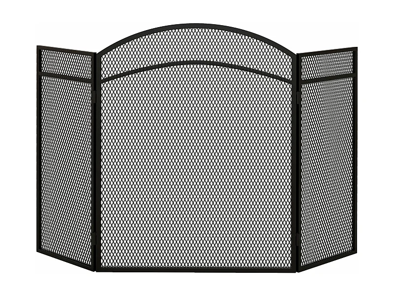 Protetor de Lareira Dobrável HOMCOM de 3 Painéis em Aço Preto - 96x60 cm