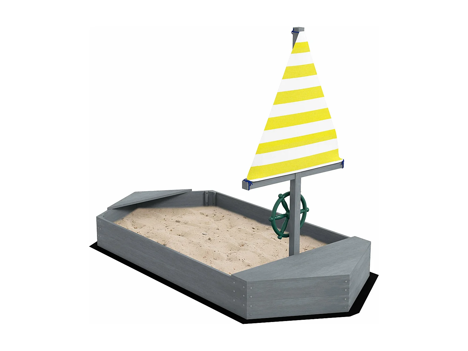 Caixa de Areia Infantil em Forma de Veleiro - Outsunny 190x90x138 cm Cinza Escuro