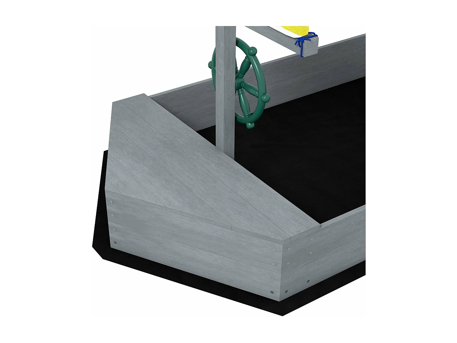 Caixa de Areia Infantil em Forma de Veleiro - Outsunny 190x90x138 cm Cinza Escuro