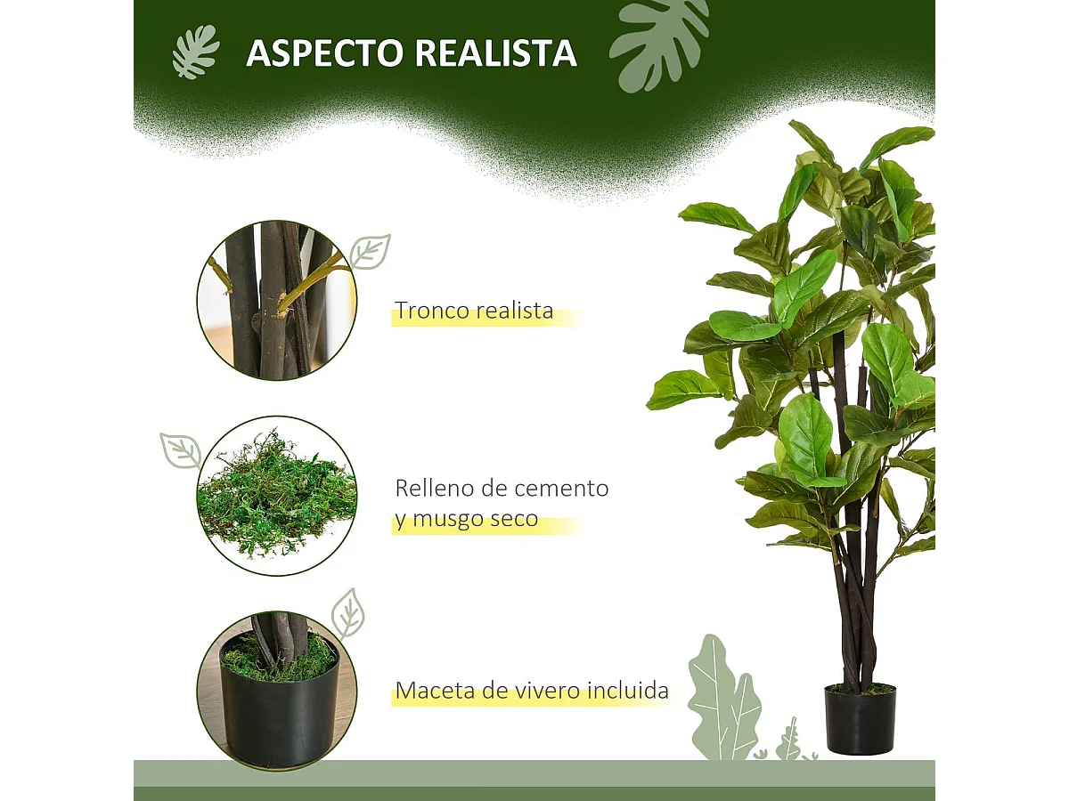 Planta artificial verde ø15x130 cm HOMCOM