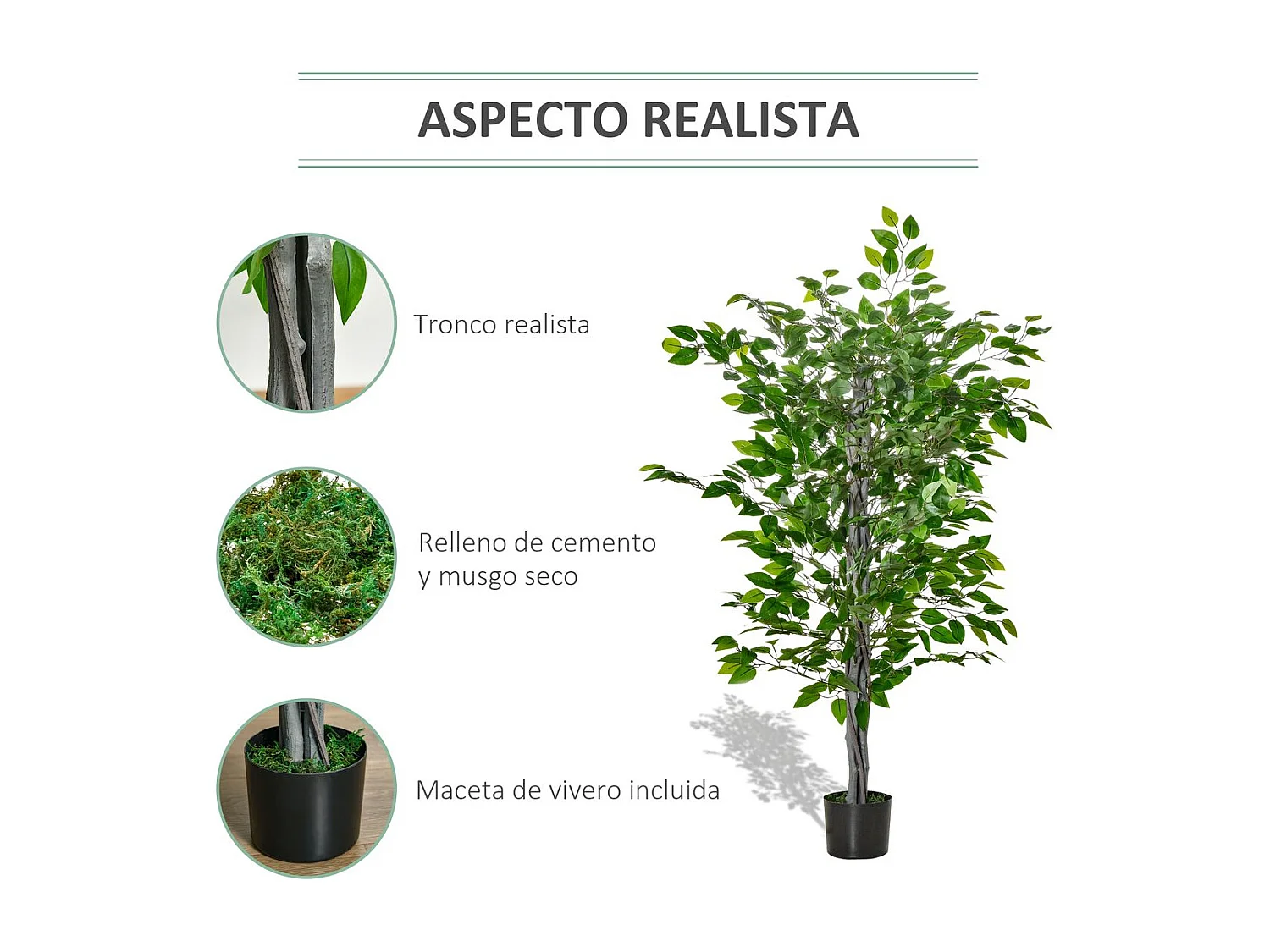 Planta artificial verde ø15x135 cm HOMCOM