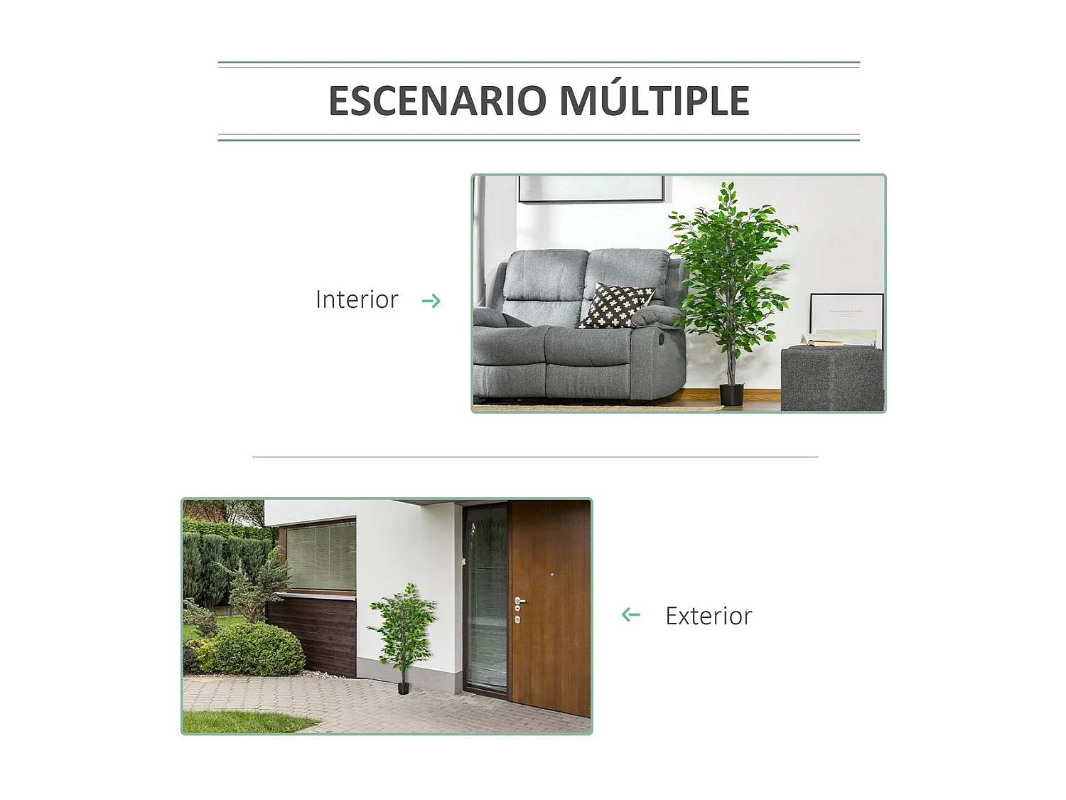 Planta artificial verde ø15x135 cm HOMCOM