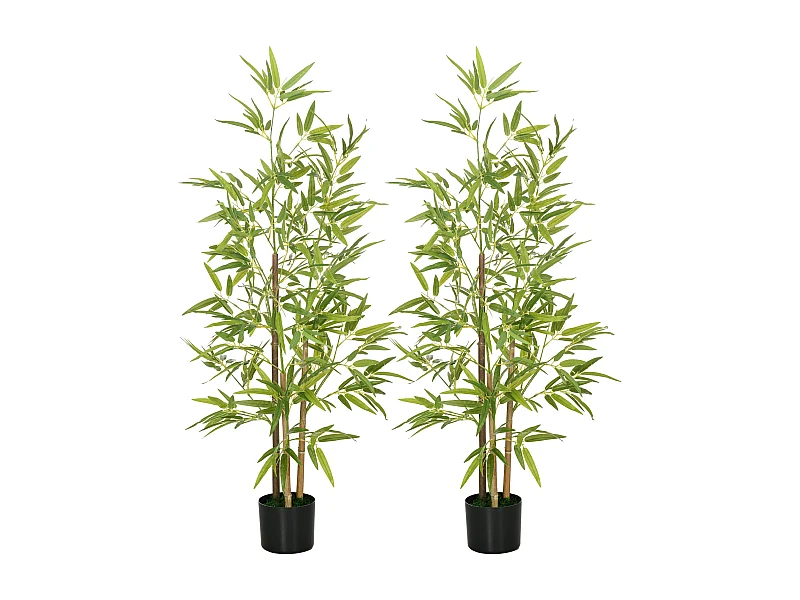 Conjunto de 2 Plantas Artificiais de Bambu com Vaso - Decoração Elegante para Casa e Escritório