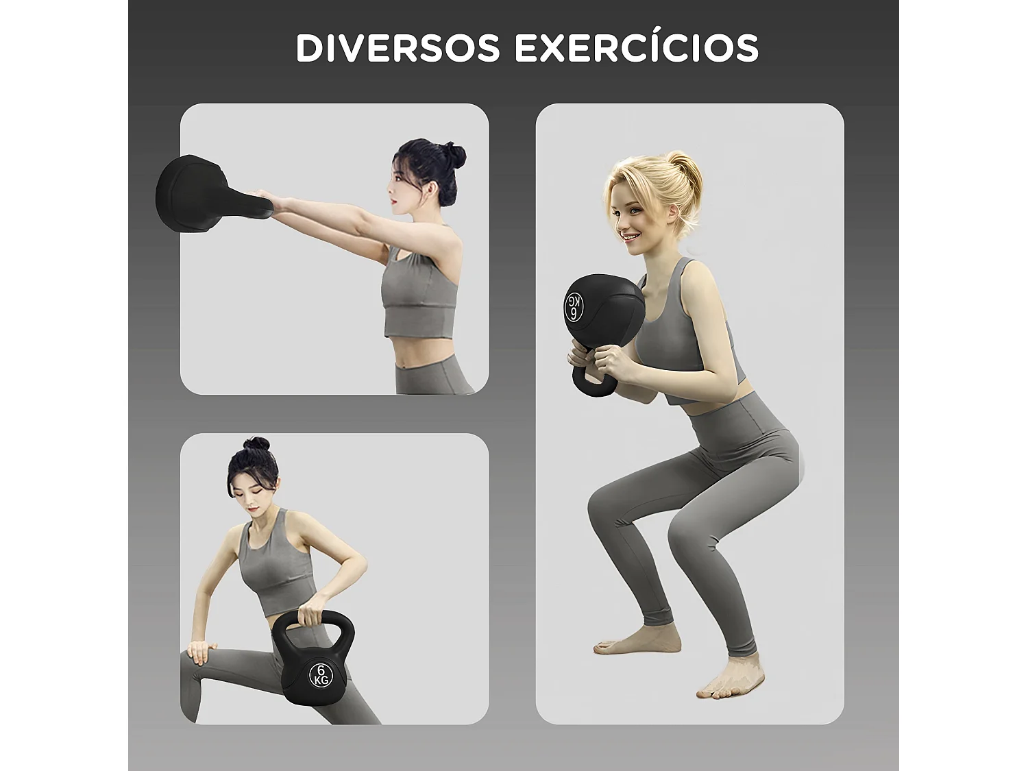 Kettlebell HOMCOM de 6 kg com Punho Antiderrapante para Treinos em Casa e Ginásio