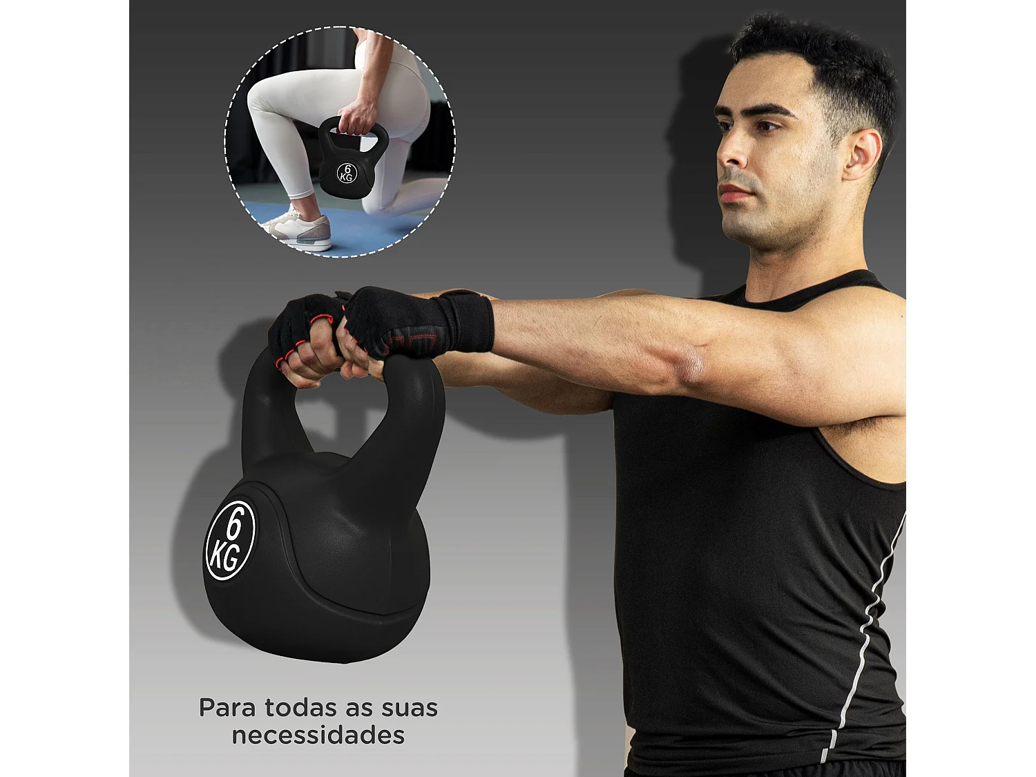 Kettlebell HOMCOM de 6 kg com Punho Antiderrapante para Treinos em Casa e Ginásio