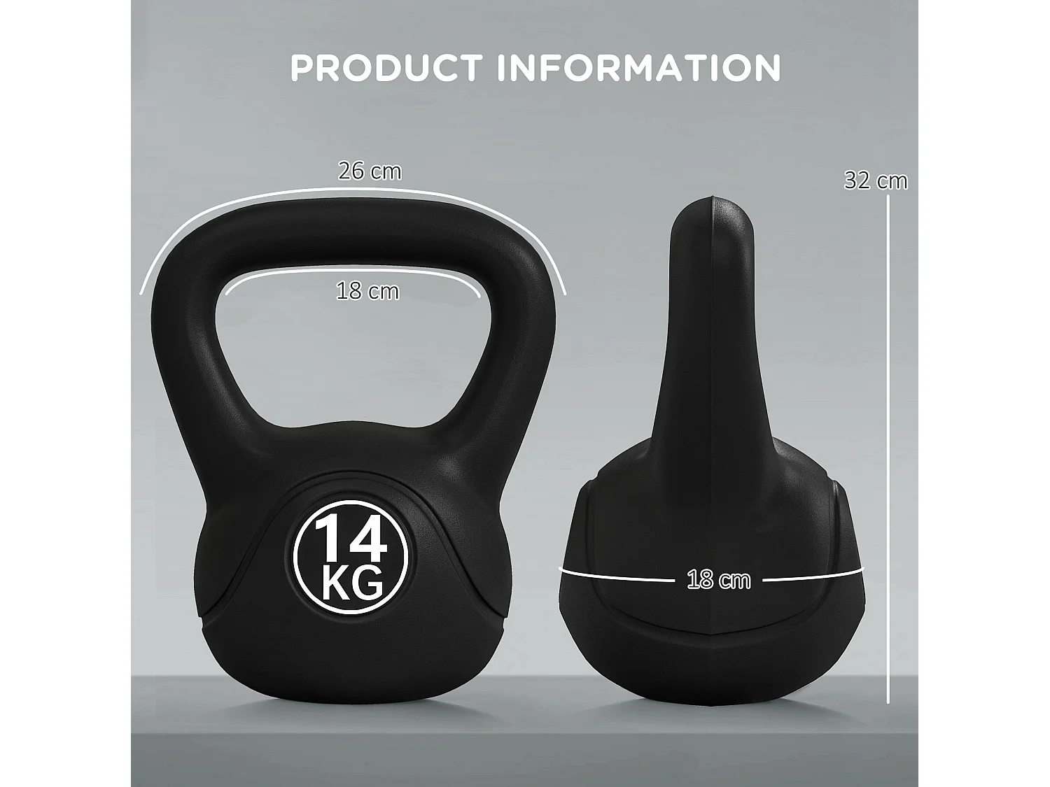 Kettlebell HOMCOM de 14 kg com Punho Antiderrapante para Treinos em Casa