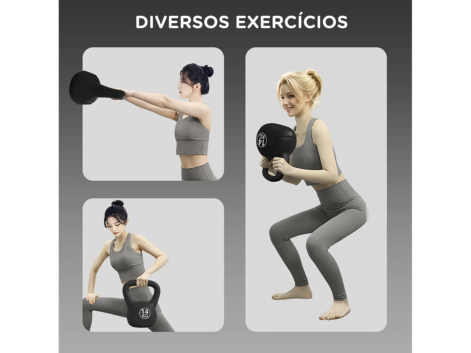 Kettlebell HOMCOM de 14 kg com Punho Antiderrapante para Treinos em Casa