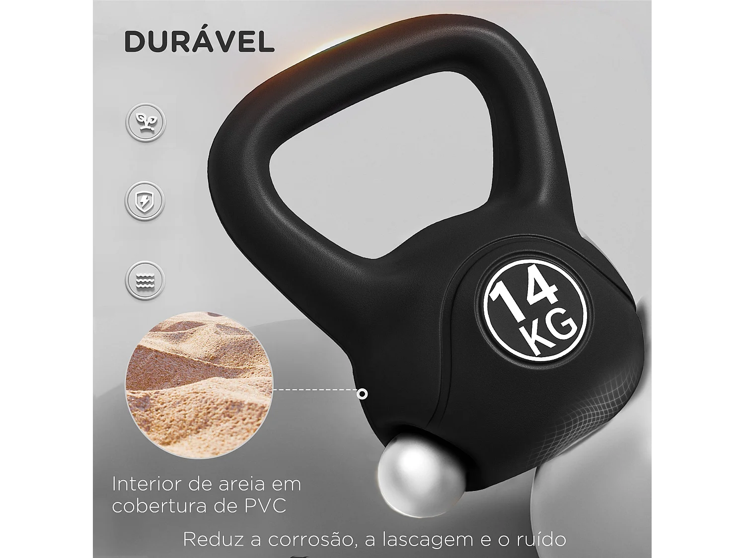 Kettlebell HOMCOM de 14 kg com Punho Antiderrapante para Treinos em Casa