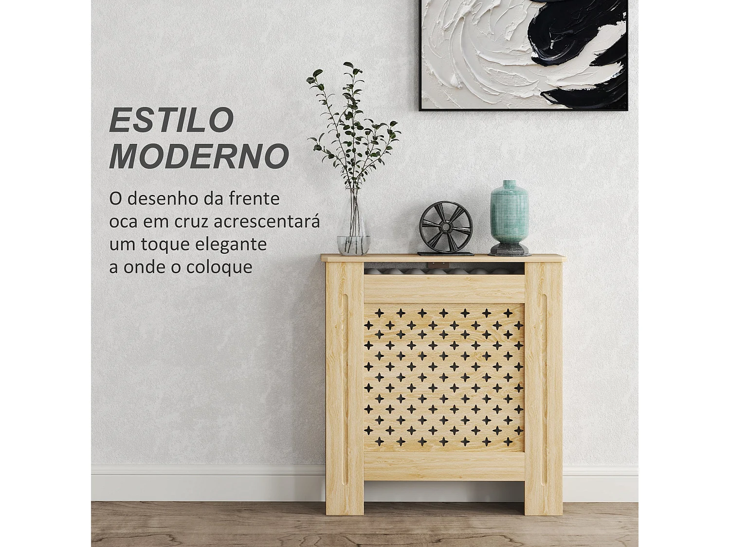 Cobertura de Radiador Nordic em MDF - Elegância e Segurança para Seu Ambiente - 78x19x82 cm - Carvalho