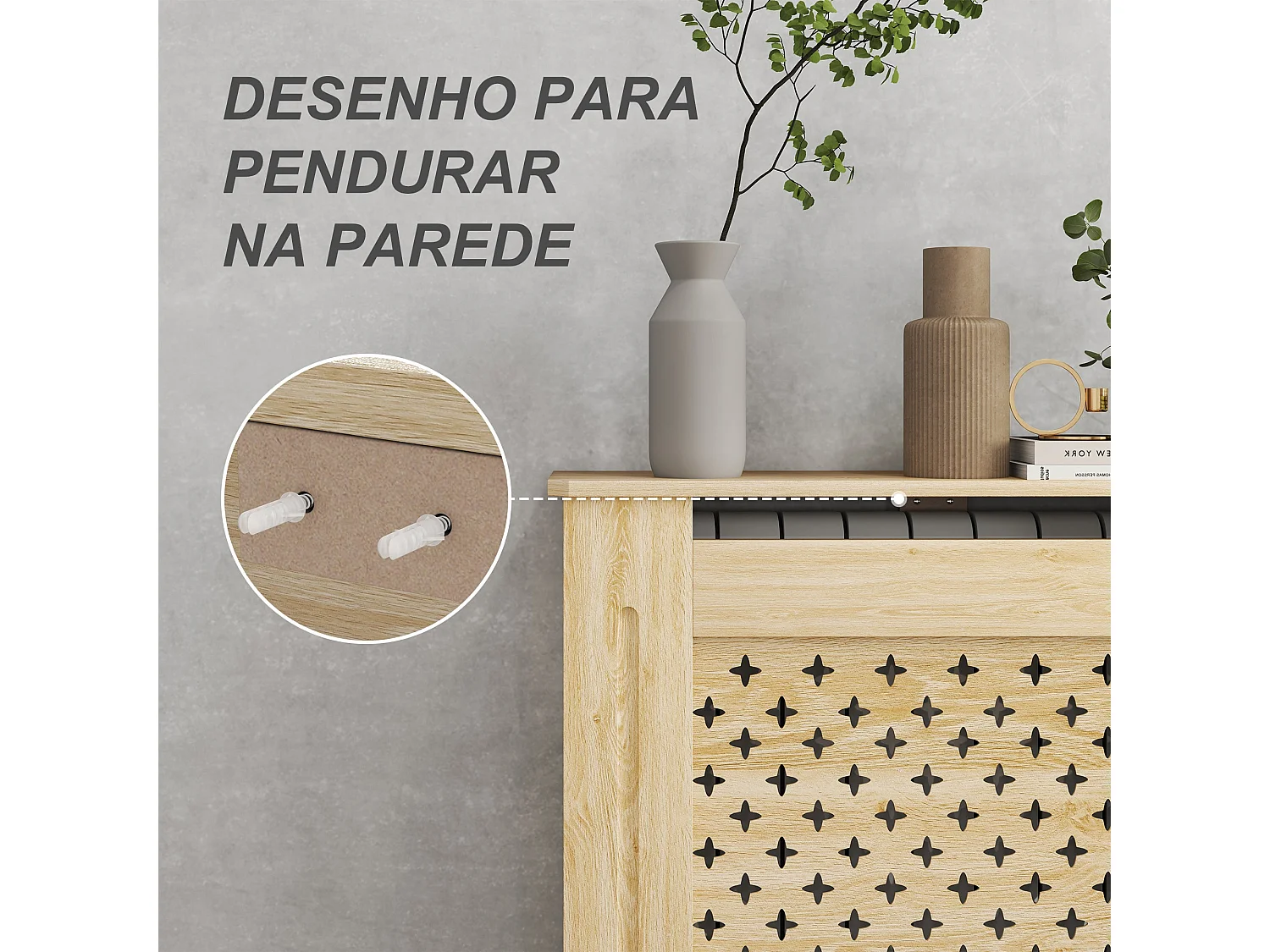Cobertura de Radiador Nordic em MDF - Elegância e Segurança para Seu Ambiente - 78x19x82 cm - Carvalho