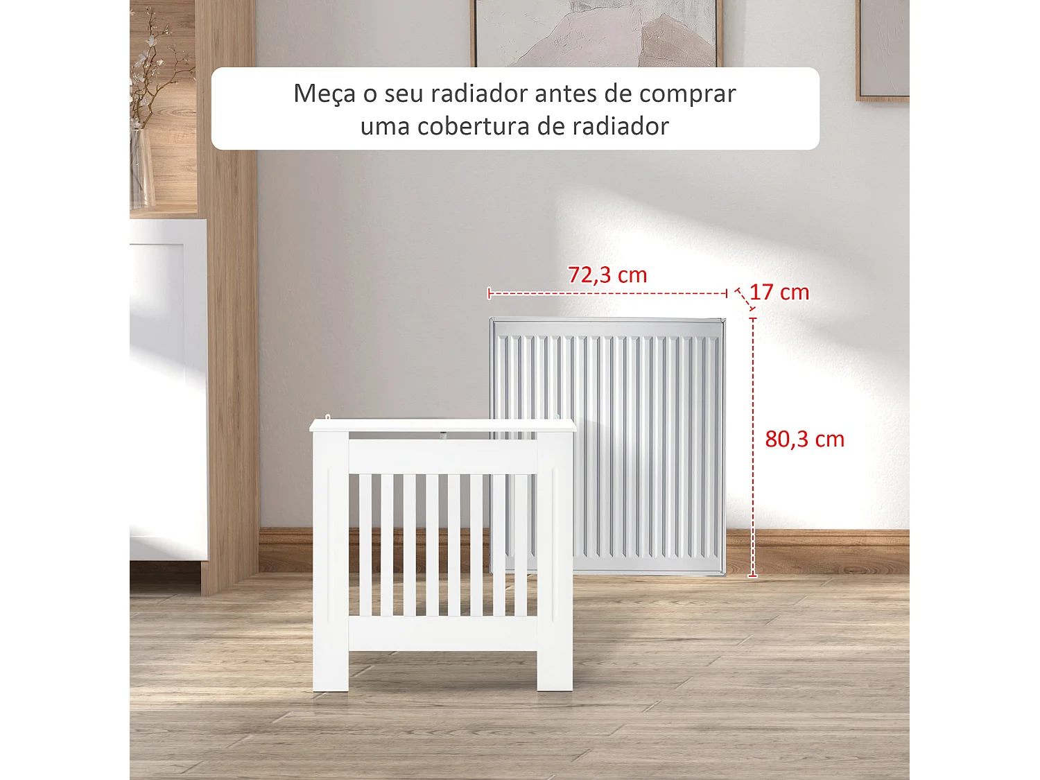 Cobertura para Radiador HOMCOM Branca 78x19x81 cm com Prateleira Moderna e Funcional