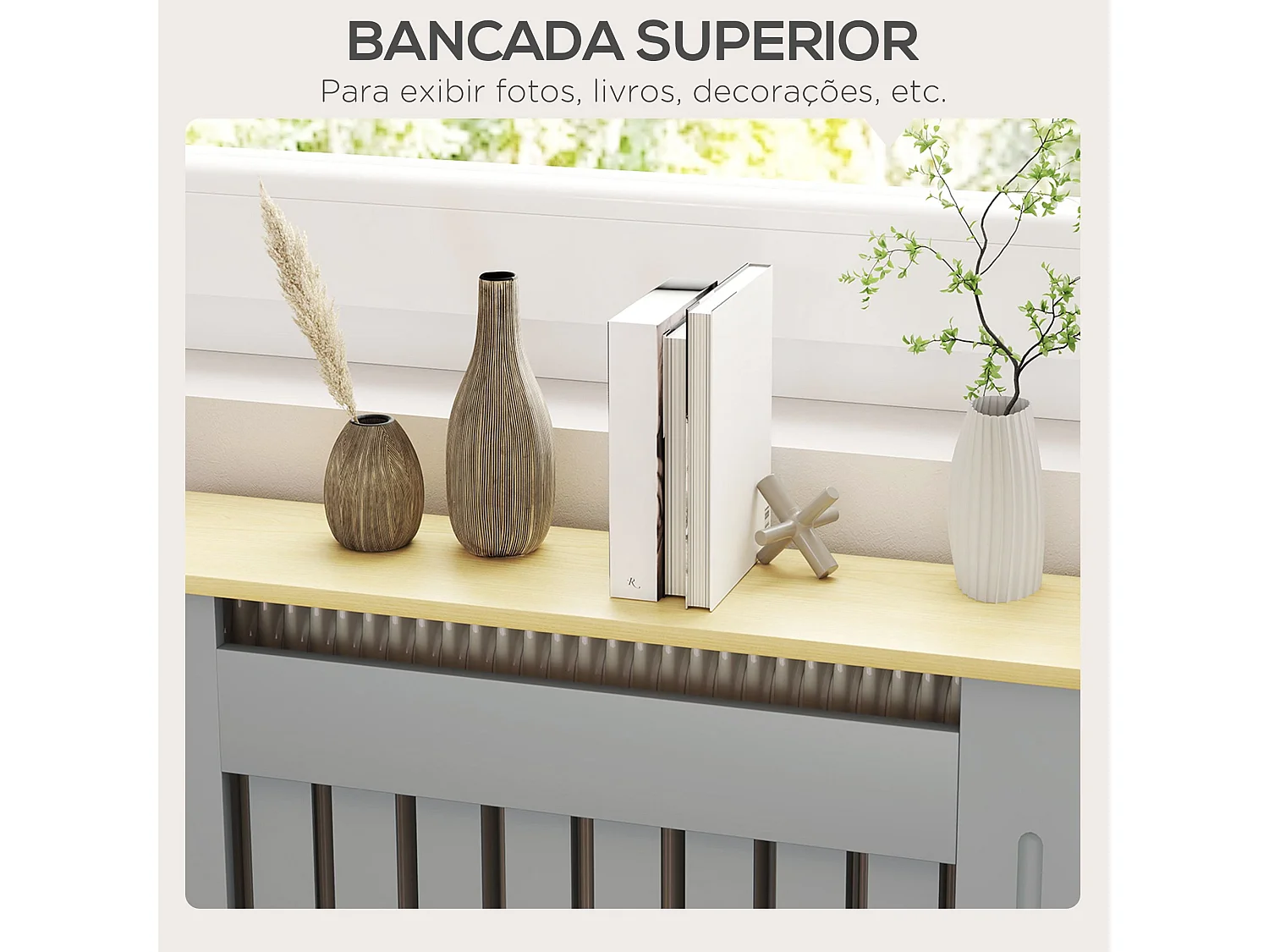 Cobertura para Radiador com Prateleira e Design Moderno – 78x19x83 cm – Cinza Elegante