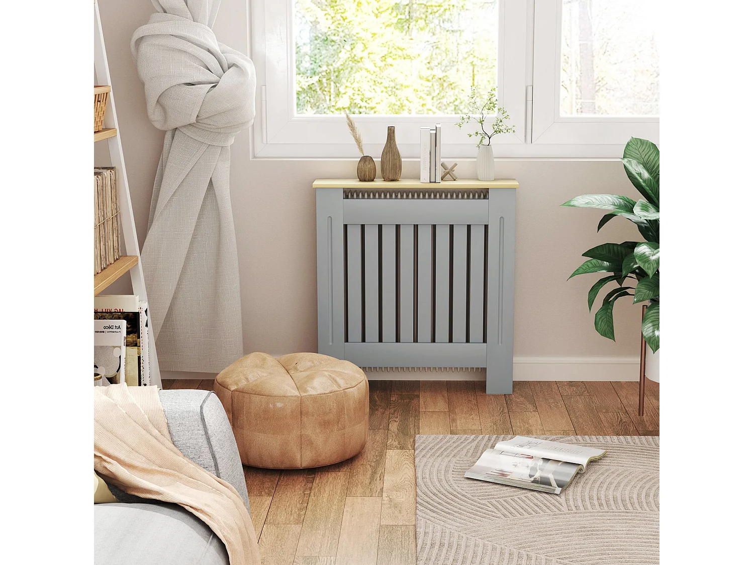 Cobertura para Radiador com Prateleira e Design Moderno – 78x19x83 cm – Cinza Elegante