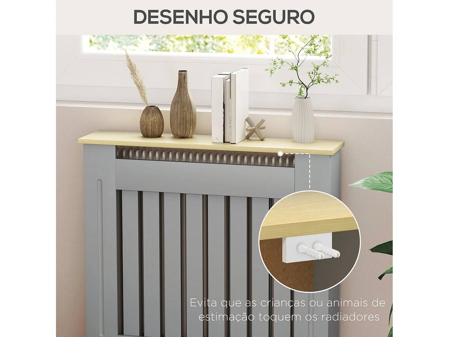 Cobertura para Radiador com Prateleira e Design Moderno – 78x19x83 cm – Cinza Elegante