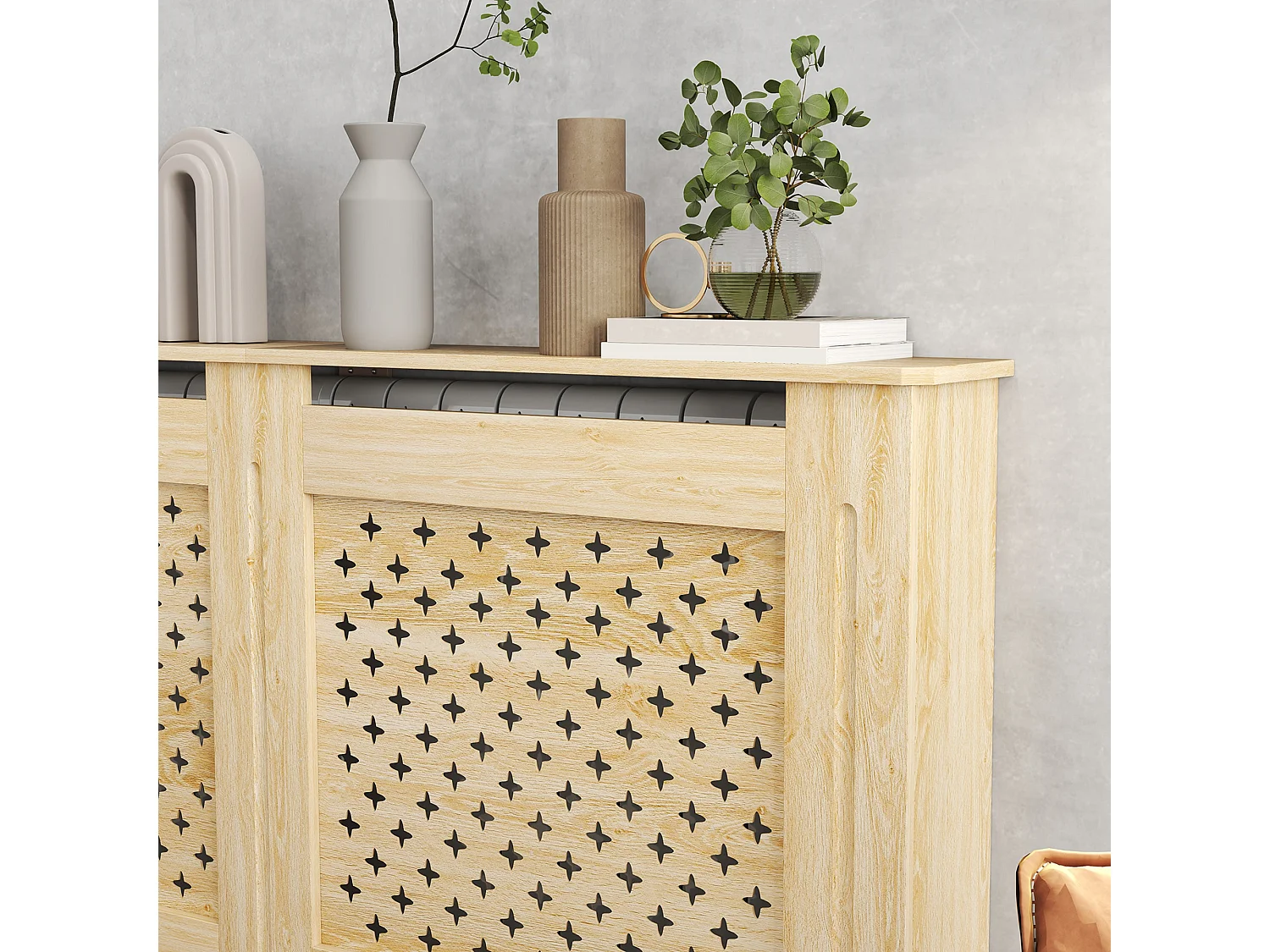 Cobertura de Radiador em MDF - Proteção Estilosa para Ambientes 152x19x82 cm Carvalho