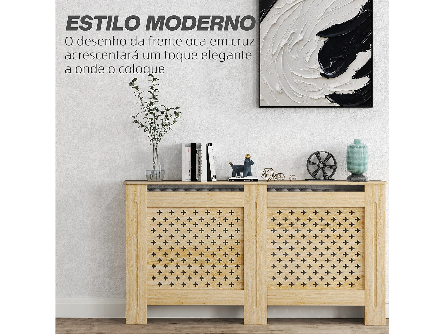 Cobertura de Radiador em MDF - Proteção Estilosa para Ambientes 152x19x82 cm Carvalho