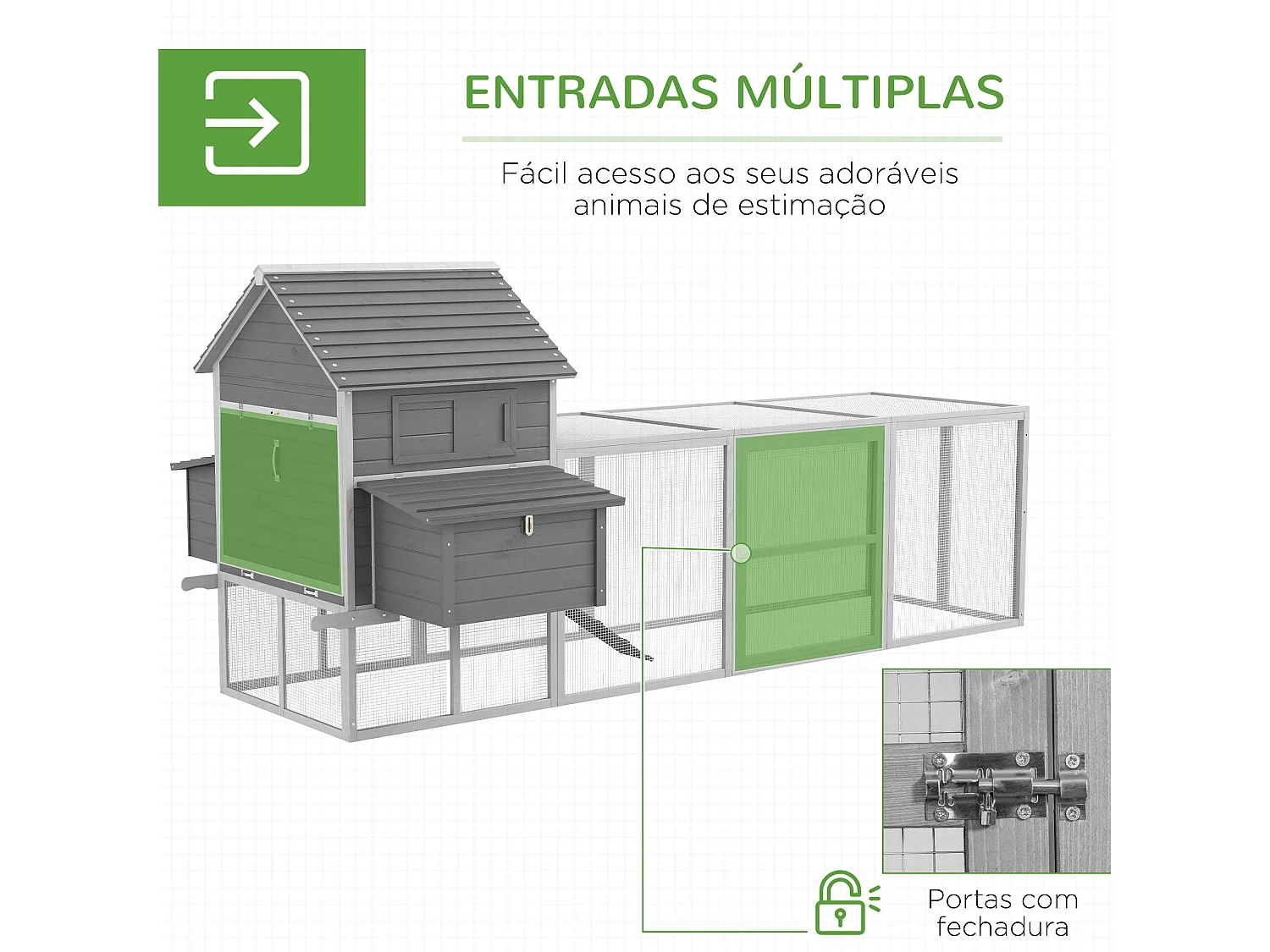 Galinheiro Grande de Madeira PawHut com Acesso Fácil e Proteção para Galinhas