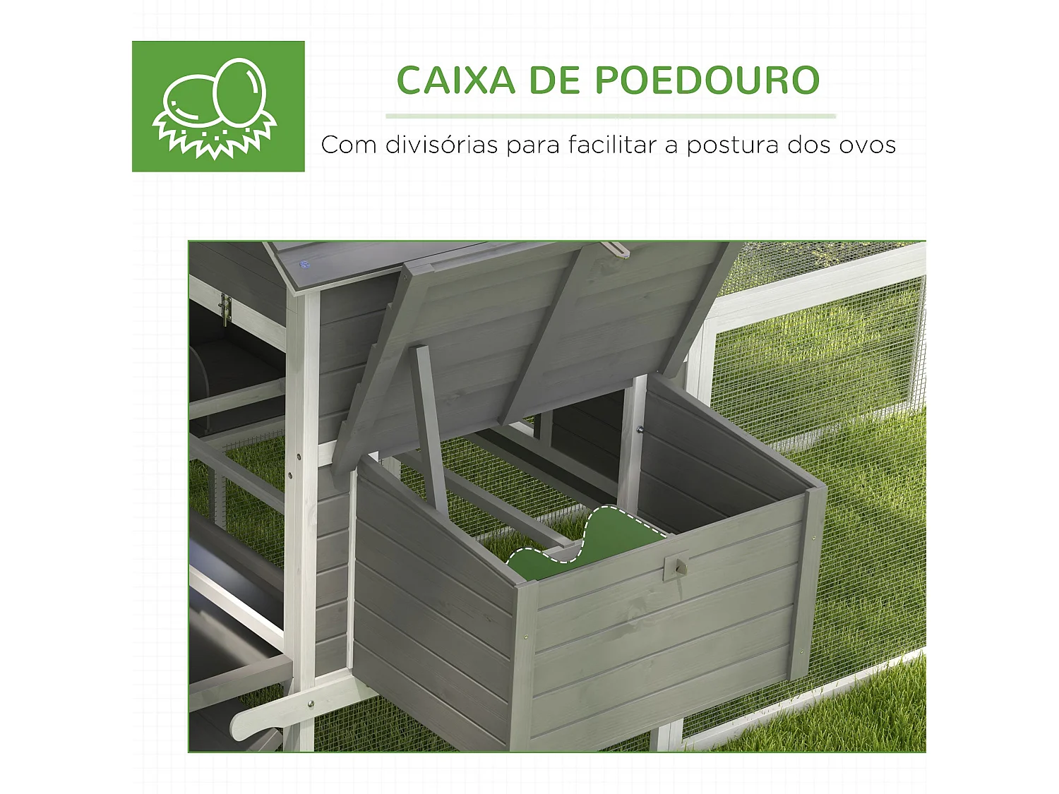 Galinheiro Grande de Madeira PawHut com Acesso Fácil e Proteção para Galinhas