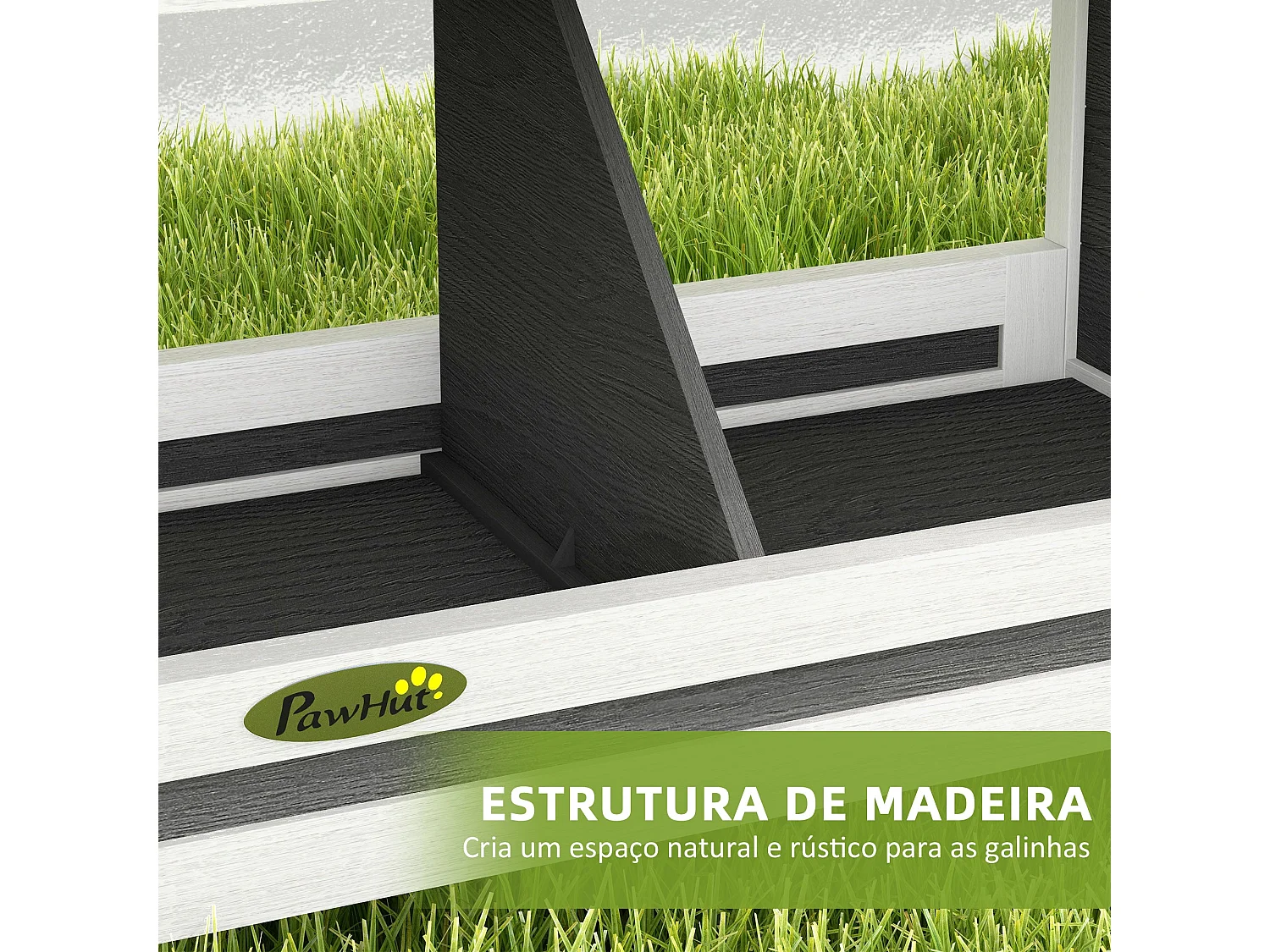 PawHut Ninho para Galinhas de Madeira Caixa Ninho para 2 Galinhas com 2 Compartimentos e Telhado Asfáltico para Interior e Exterior 66x37x34 cm Cinza